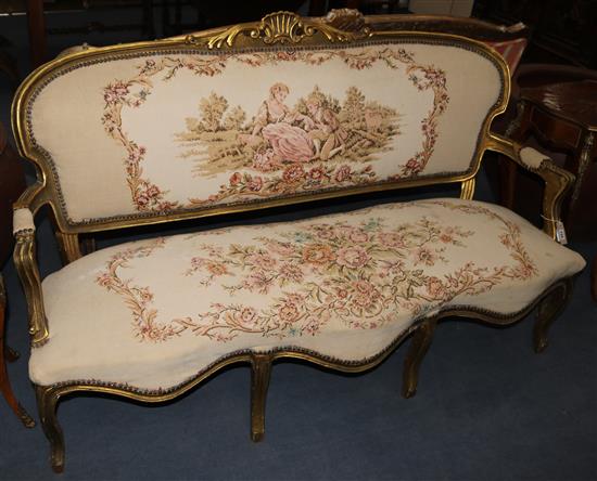 A giltwood settee, W.167cm